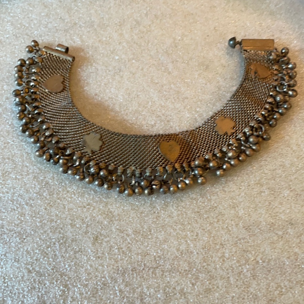 Antique play dancers ankle bracelet brass mesh